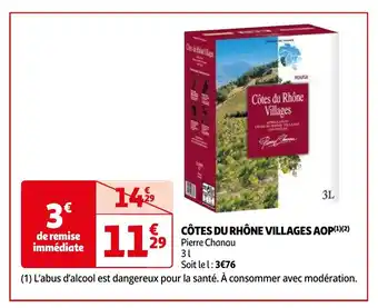 Auchan CÔTES DU RHÔNE VILLAGES AOP Pierre Chanau 3L aanbieding