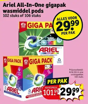 Kruidvat Ariel All-in one unstoppables 102 stuks aanbieding