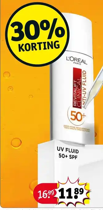 Kruidvat L'ORÉAL PARIS UV FLUID 50+ SPF aanbieding