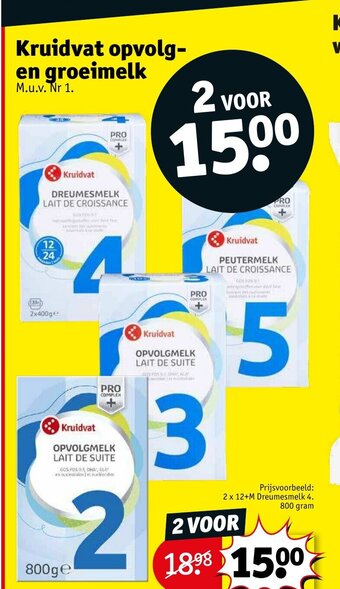 Kruidvat 2 x 12+M Dreumesmelk 4. 800 gram aanbieding