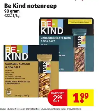 Kruidvat Be Kind notenreep 90 gram aanbieding
