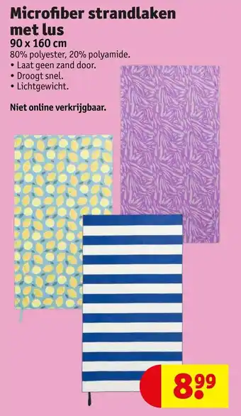 Kruidvat Microfiber strandlaken met lus 90 x 160 cm aanbieding