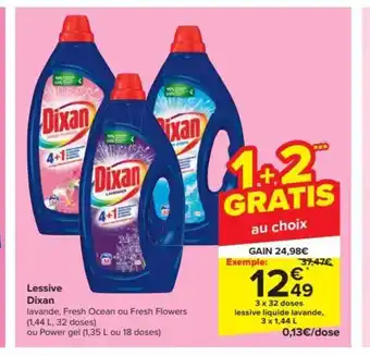 Carrefour Lessive Dixan 3 x 32 doses lessive liquide lavande, aanbieding