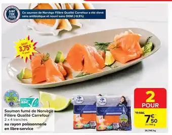 Carrefour Market Saumon fumé de Norvège Filière Qualité 2 x 140 g aanbieding