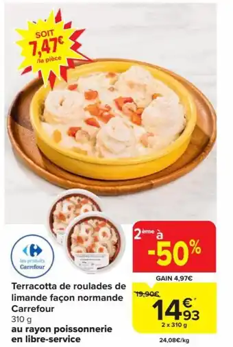 Carrefour Market Terracotta de roulades de limande façon normande 2 x 310 g aanbieding