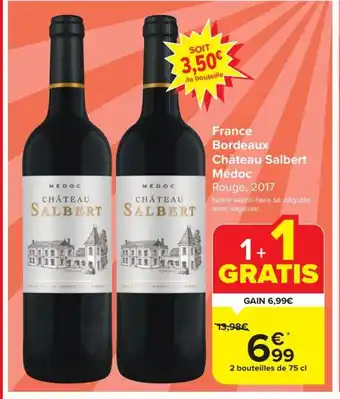 France Bordeaux Château Salbert Médoc 2 bouteilles de 75 cl