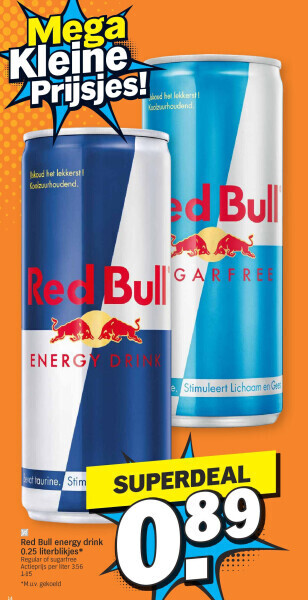 Albert Heijn Red bull energy drink 0.25 literblikjes* aanbieding