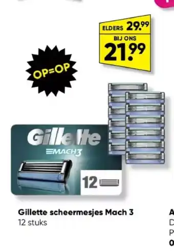 Big Bazar Gillette scheermesjes mach 3 12 stuks aanbieding
