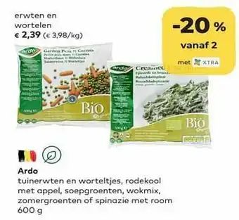 Bio Planet Ardo erwten en wortelen aanbieding