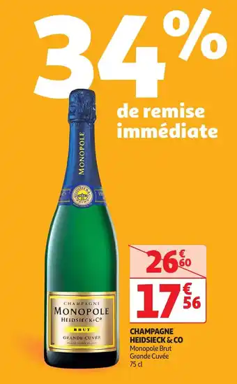 Auchan CHAMPAGNE HEIDSIECK & CO Monopole Brut Grande Cuvée 75 cl aanbieding