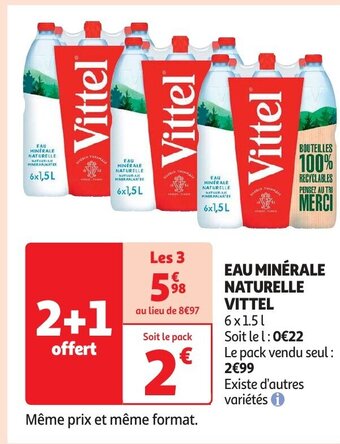 Auchan VITTEL EAU MINÉRALE NATURELLE 6x1.5l aanbieding
