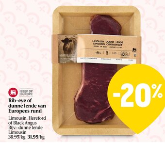 Rib-eye of dunne lende van Europees rund
