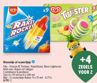 Ola - Frozen II, Twister, Napolitana, Buzz Lightyear, Kids mix, Raket of Calippo Roomijs of waterijsje *