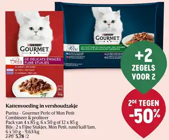 Delhaize Purina - Gourmet Perle of Mon Petit Kattenvoeding in vershoudzakje aanbieding