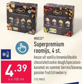 ALDI Superpremium roomijs, 4 st. 4 x 100 mL aanbieding