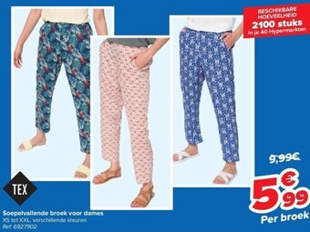 TEX Pantalon fluide dame XS à XXL, divers coloris ref 6927902