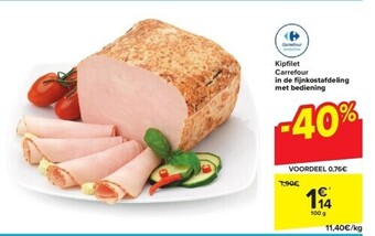 Filet de poulet Carrefour au rayon traiteur en service 100g