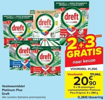 Carrefour Dreft Vaisselle machine Platinum Plus aanbieding