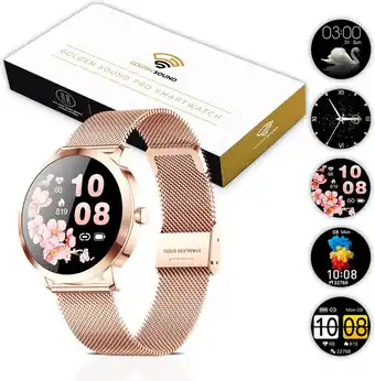 Bol.com Golden sound - smartwatch pro dames - 3 extra bandjes - geschikt voor apple, android en harmonyos- saturatiemeter - 40mm aanbieding