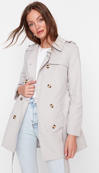 Trendyol vrouwen standaard mouw double-breasted trenchcoat