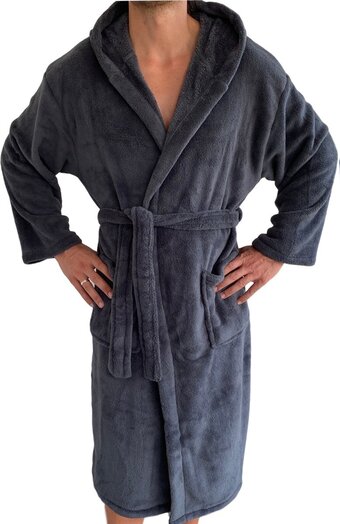 Bol.com Homelevel badjas dames en heren - unisex ochtendjas voor hem & haar - met ceintuur, zijzakken en capuchon - beschikbaar in me aanbieding
