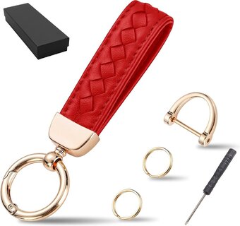 Bol.com Luxe leren & metaal sleutelhanger voor volwassenen - auto sleutelhouder - keychain met karabijnhaak, musketonhaak en sleutelr aanbieding
