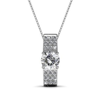 Yolora dames ketting met hanger - kalpa camaka kristallen - zilverkleurig - 18k witgoud verguld - vrouwen collier zilver - si