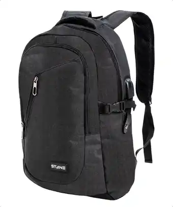 Bol.com Stane® laptop rugzak - schooltas - backpack - usb oplaadstation - anti diefstal - incl. regenhoes - 14 t/m 15.6 inch - zwart aanbieding