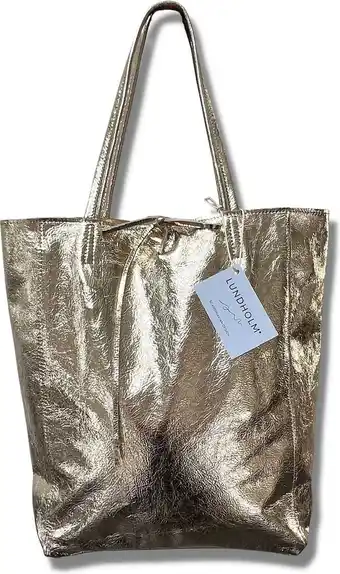 Lundholm tas dames schoudertas goud - gouden shopper dames met rits - shopper dames leer - zeer soepel leer - cadeau voor vro