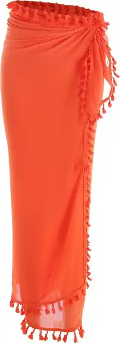 Bol.com Emilie scarves - pareo - lang - franjes - oranje - katoen aanbieding