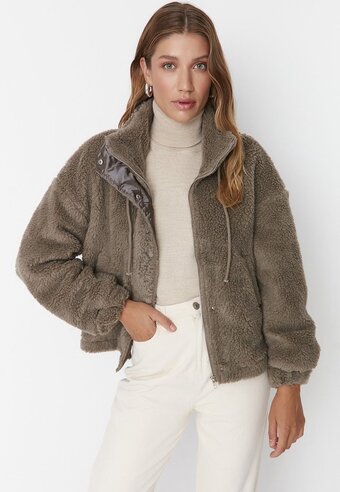 Trendyol vrouwen off-shoulder basis winterjas