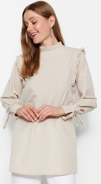 Trendyol vrouwen gepofte/ruche mouw tuniek tuniek