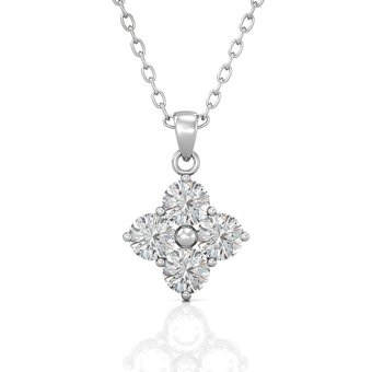 Yolora dames ketting met hanger - kalpa camaka kristallen - zilverkleurig - 18k witgoud verguld - vrouwen collier zilver - si