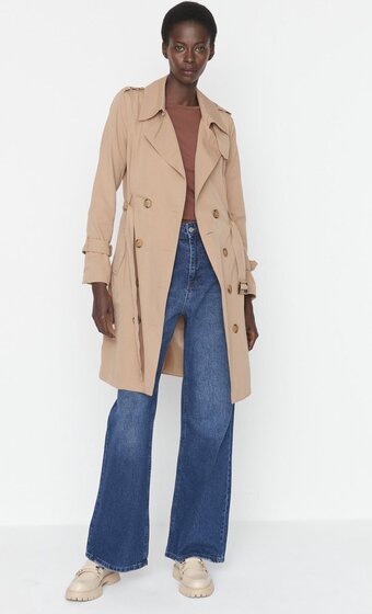 Trendyol vrouwen standaard mouw double-breasted trenchcoat