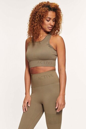 Active panther t-shirt gogo tanktop taupe gebreide naadloze lange mouwen running shirt yoga oefening gym sports fitness