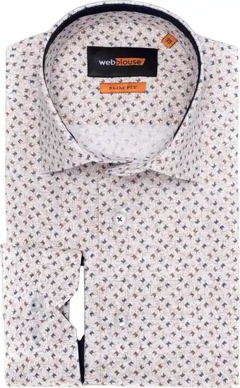 Bol.com Web blouse overhemd heren slim fit geometrische print - 40 aanbieding