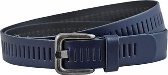 Bol.com Landley leren geperforeerde sleufjes riem - dames en heren - breedte 4 cm - unisex ceintuur - echt leer - blauw - lengte tota aanbieding