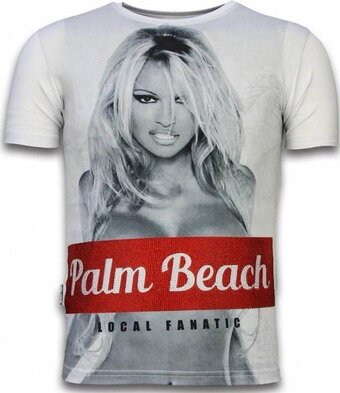 Palm beach pamela - digital rhinestone t-shirt - wit