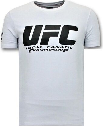 Bol.com Heren t shirts met print - ufc championship basic - wit aanbieding