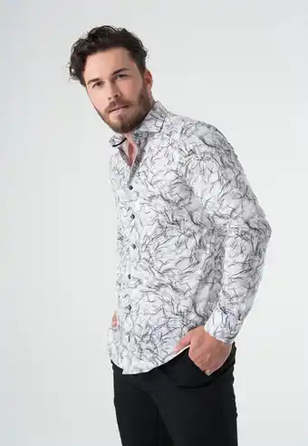 Web blouse overhemd heren wit adam grafisch slim fit