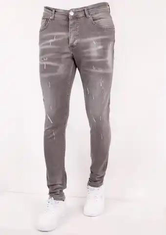 Bol.com Grijze slim fit jeans stretch heren - slm-41 - grijs aanbieding