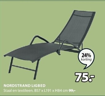 Jysk Nordstrand ligbed Staal en textileen. B57 x L191 x H84 cm aanbieding