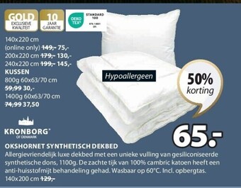 Jysk Okshornet synthetisch dekbed aanbieding