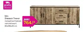 Dressoir trevor mangohout/metaal, naturel/zwart, 80x185x40 cm