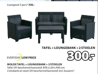 Jysk Molde tafel + loungebank + 2 stoelen aanbieding