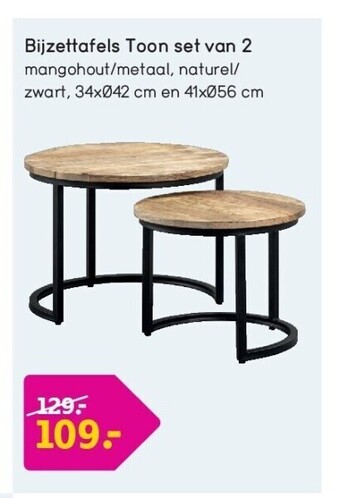 Leen Bakker Bijzettafels toon set van 2 aanbieding