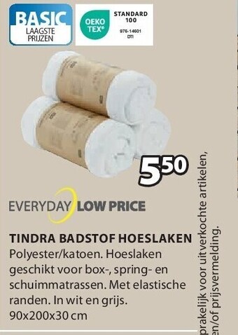 Jysk Tindra badstof hoeslaken aanbieding