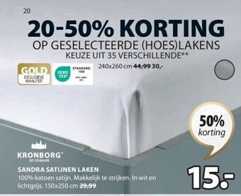 Jysk Sandra satijnen laken aanbieding