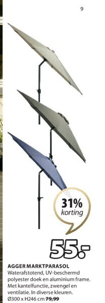 Jysk Agger marktparasol aanbieding