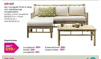Leen Bakker Loungeset tarifa 3-delig incl. crèmekleurige loungekussens aanbieding
